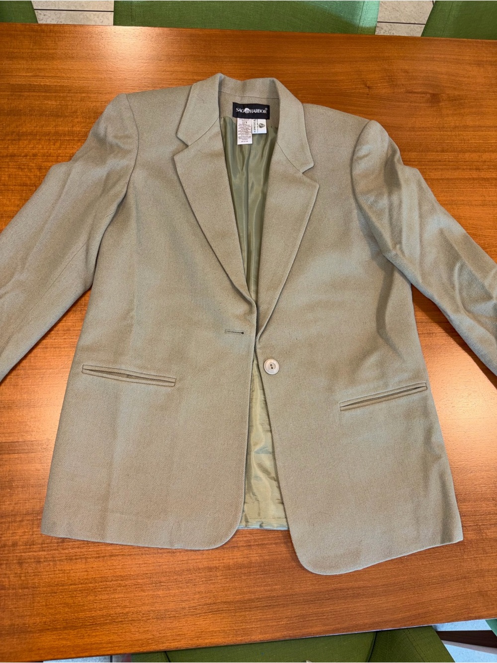 Sag Harbor Sage Green Blazer (100% Wool)